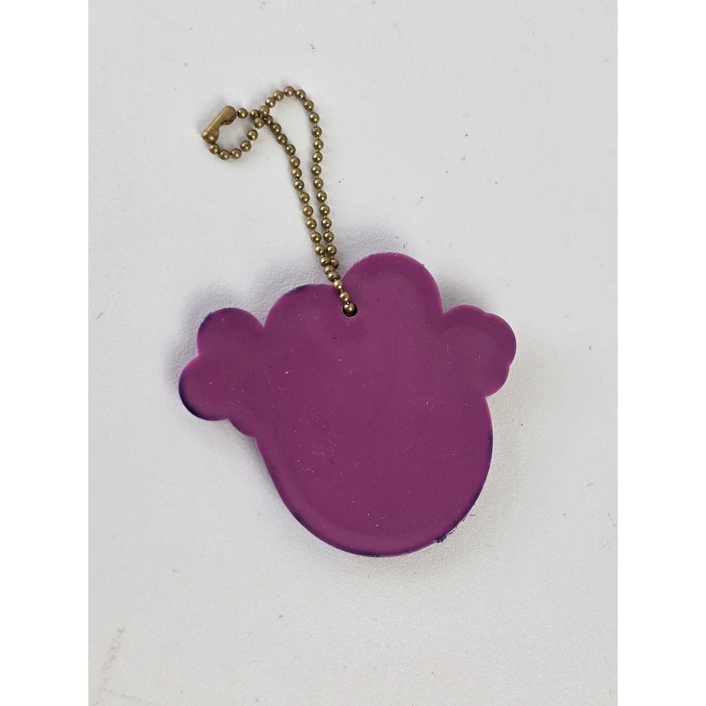 Purple Peace Sign Hand Rubber Keychain Gold Ball Chain Bag Charm Sparkle Accent